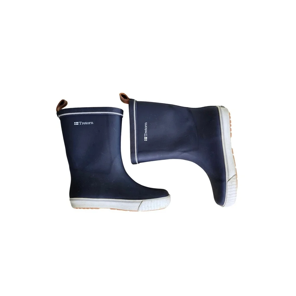 Tretorn Navy Blue Rubber Rain Waterproof Boots Size 36 US Youth 4 Warm Lined